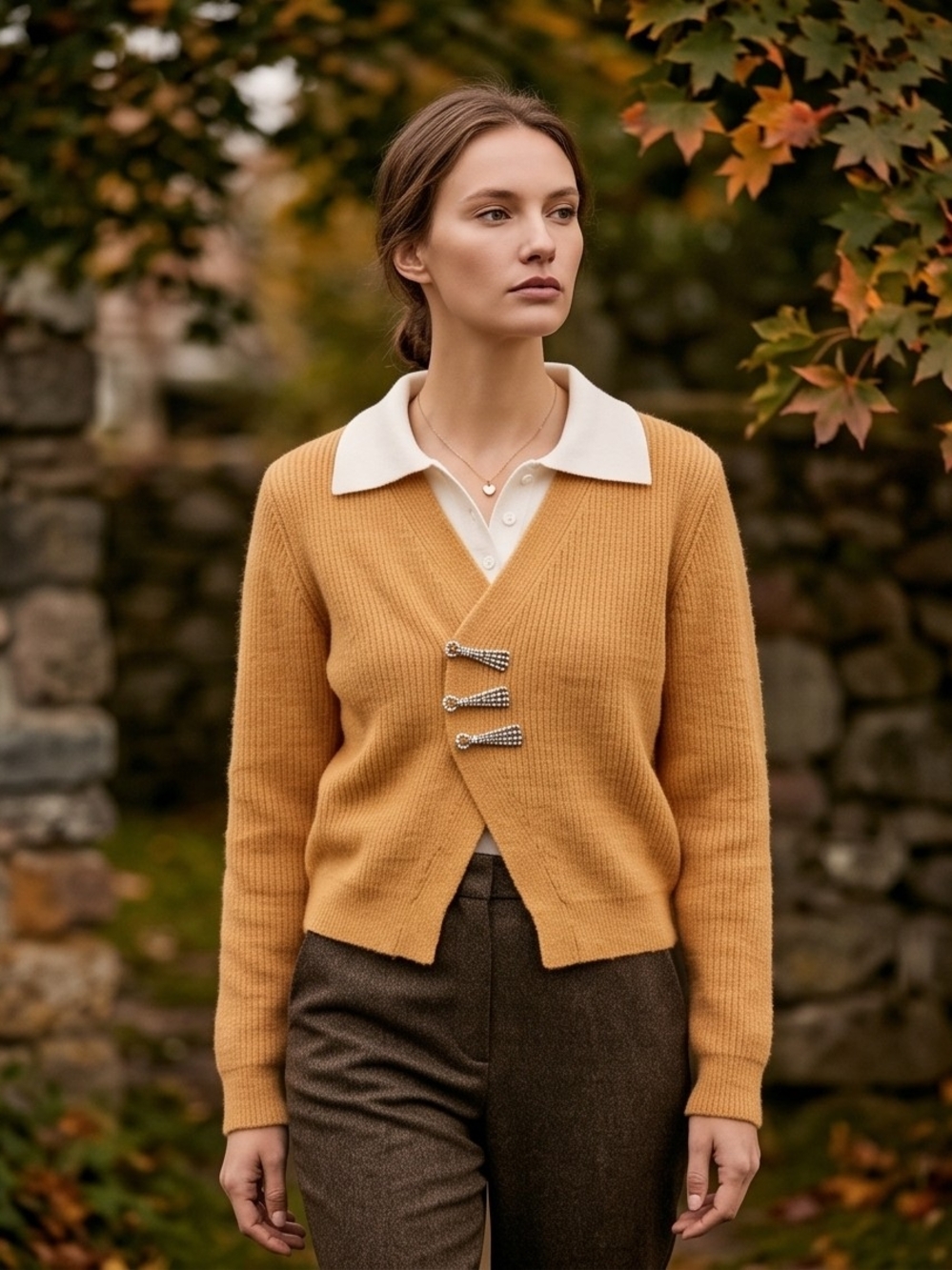 Amber & Cream Pullover Knit Sweater